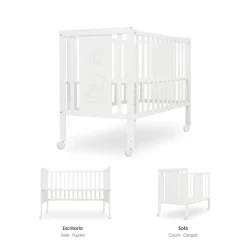 INTERBABY Cunas|Juegos De Madera-Cuna colecho Bear transformable en escritorio