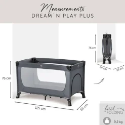 Cuna de viaje con gatera Gris*HAUCK Best