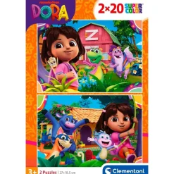 CLEMENTONI Puzzles Y Construcciones-Dora la Exploradora Puzzle 2x20 Piezas