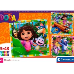 CLEMENTONI Puzzles Y Construcciones-Dora la Exploradora 3x48 Piezas