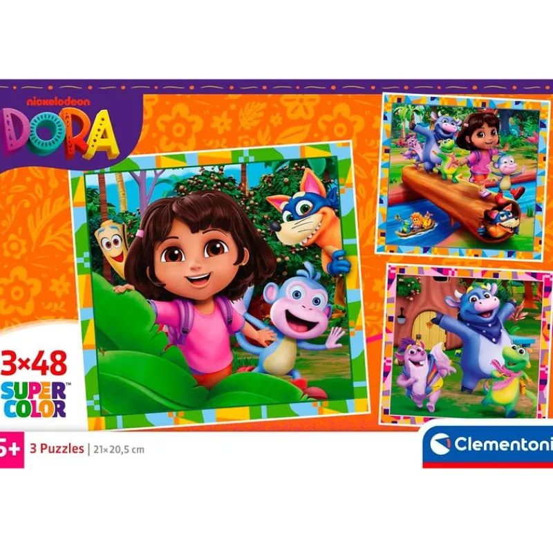 CLEMENTONI Puzzles Y Construcciones-Dora la Exploradora 3x48 Piezas