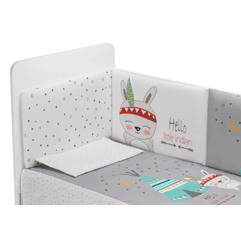 INTERBABY Ropa De Cuna-Edredón + Protector + Cojín Tipi Oso Gris