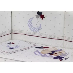 INTERBABY Ropa De Cuna-Edredón + Protector + Cojín Amorosos Gris