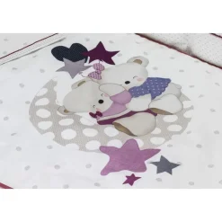 INTERBABY Ropa De Cuna-Edredón + Protector + Cojín Amorosos Rosa