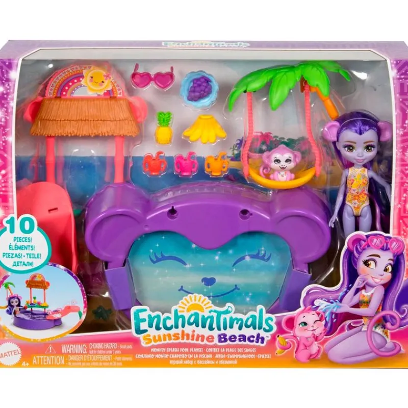 MATTEL Muñecas-Enchantimals Playset Monito Chapoteo en la Piscina