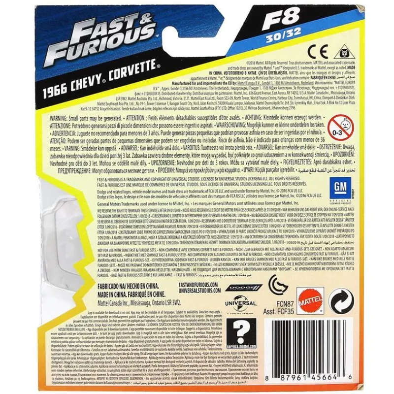 Fast & Furious Vehículo Chevy Corvette 1966*MATTEL Hot