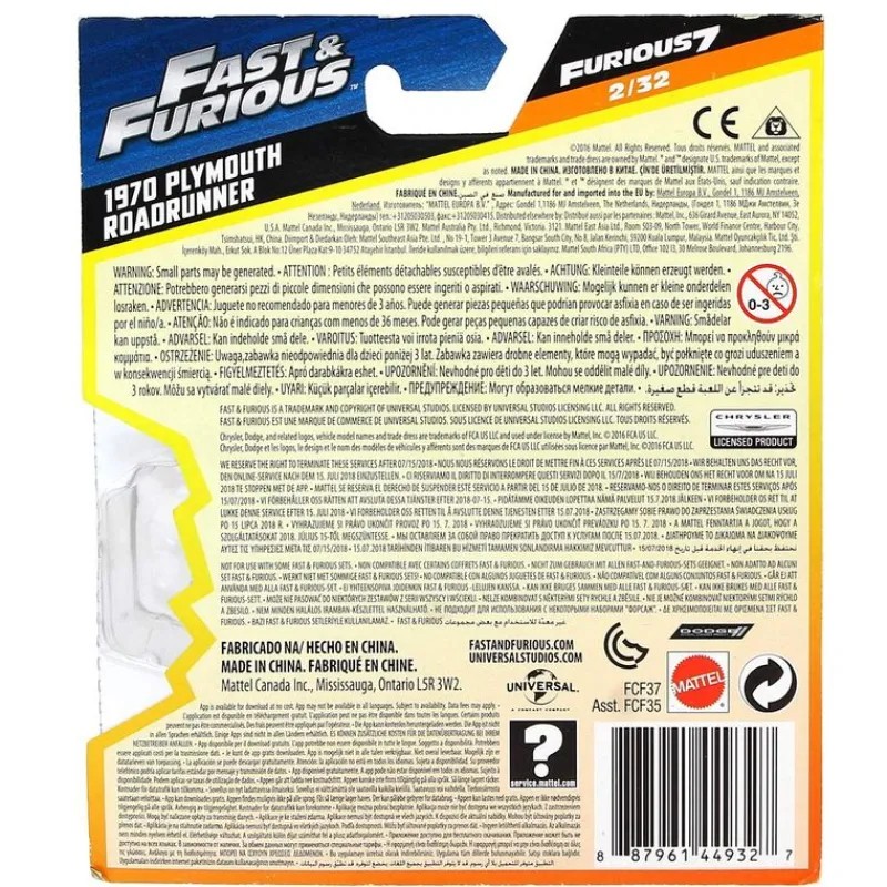 MATTEL Vehículos, Trenes Y Parkings-Fast & Furious Vehículo Plymouth Roadrunner 1970