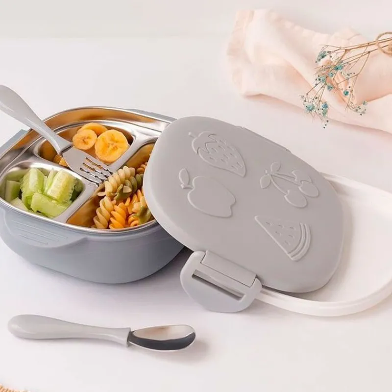 Fiambrera Inox c/ compartimentos Gris*KIOKIDS New