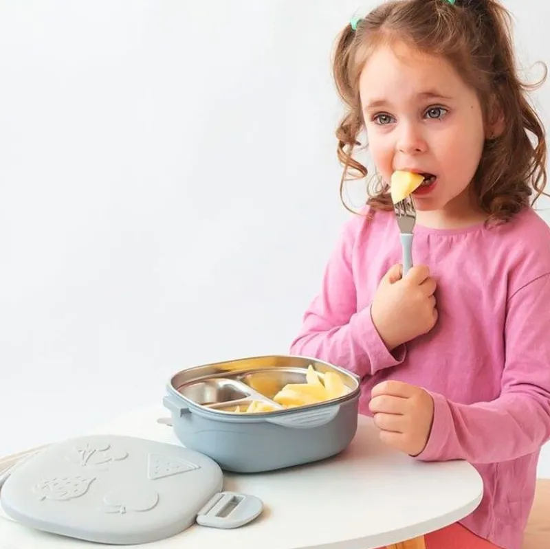 Fiambrera Inox c/ compartimentos Gris*KIOKIDS New