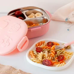 KIOKIDS Complementos De Alimentación-Fiambrera Inox c/ compartimentos Rosa