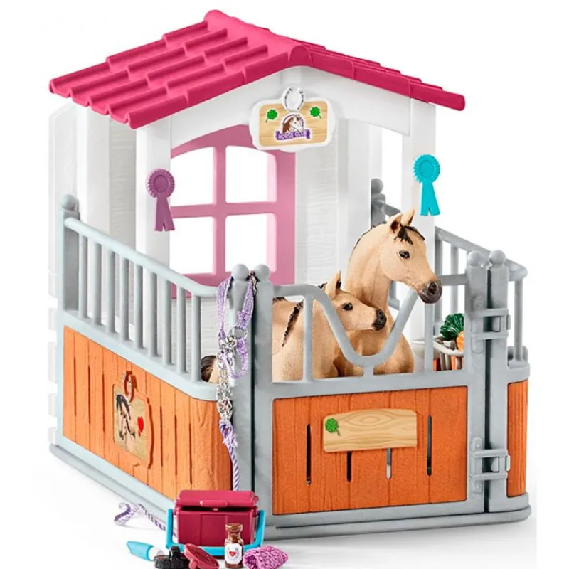 SCHLEICH Figuras Y Figuras De Acción-Figuras Cuadra con Caballos Árabes y Cuidadora