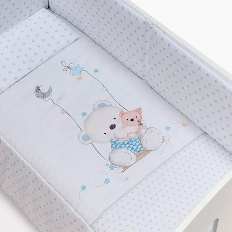 INTERBABY Ropa De Cuna-Funda nordica + protector Columpio Azul