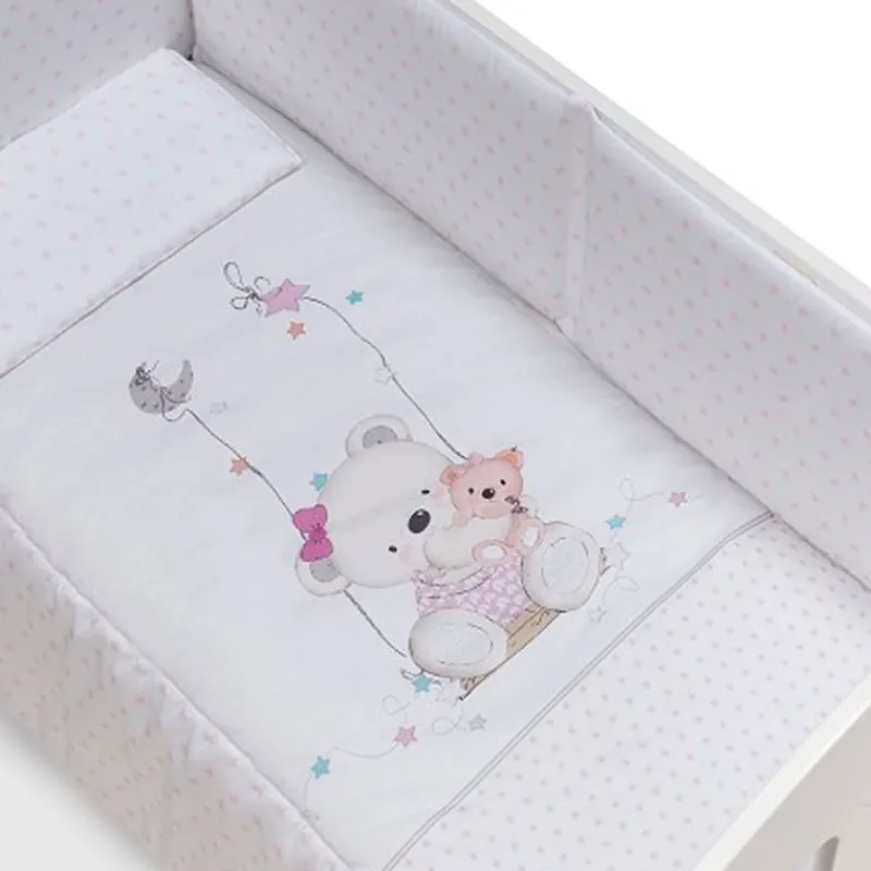 INTERBABY Ropa De Cuna-Funda nordica + protector Columpio Rosa