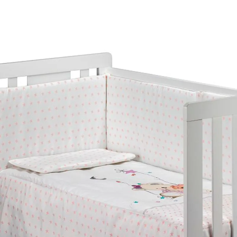 INTERBABY Ropa De Cuna-Funda nordica + protector Columpio Rosa