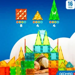 SELECCION DRIM Puzzles Y Construcciones-Geomag Tiles Gemas Magnéticas 16 Piezas