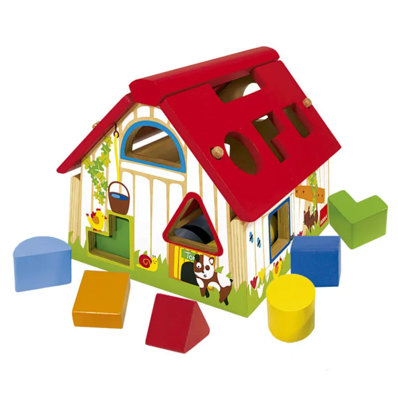 GOULA Juegos De Madera|Puzzles Y Construcciones-Granja de Madera con Formas Geométricas