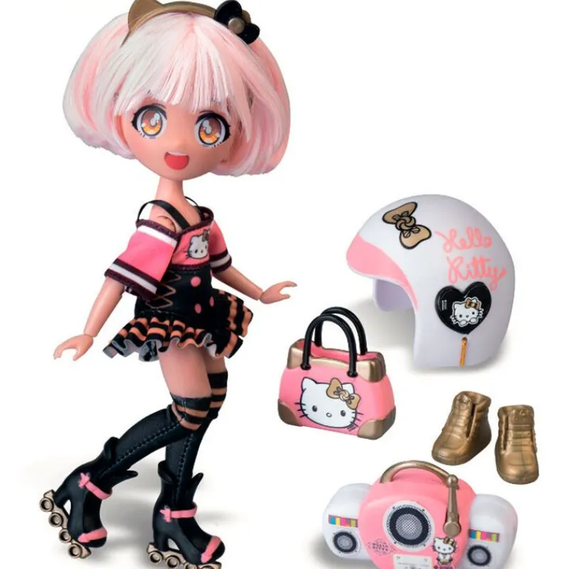FAMOSA Sanrio Colección|Muñecas-Hello Kitty Muñeca Golden Diva Roller