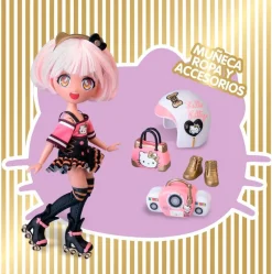 FAMOSA Sanrio Colección|Muñecas-Hello Kitty Muñeca Golden Diva Roller