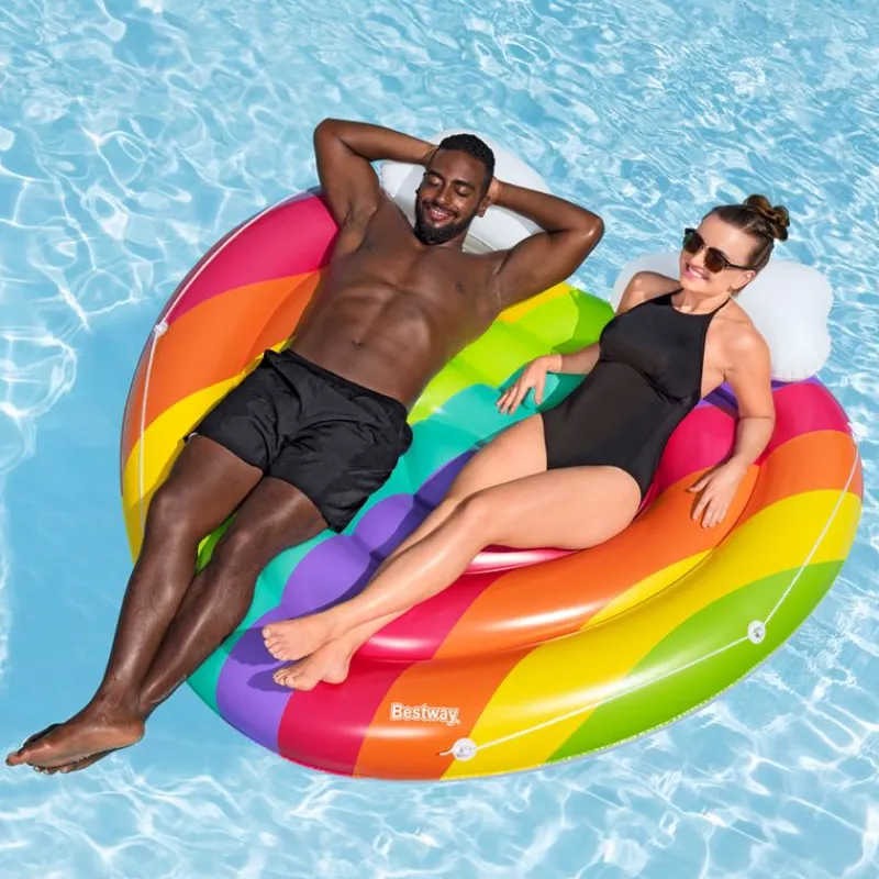 BESTWAY Aire Libre-Hinchable Isla Doble Rainbow Dreams