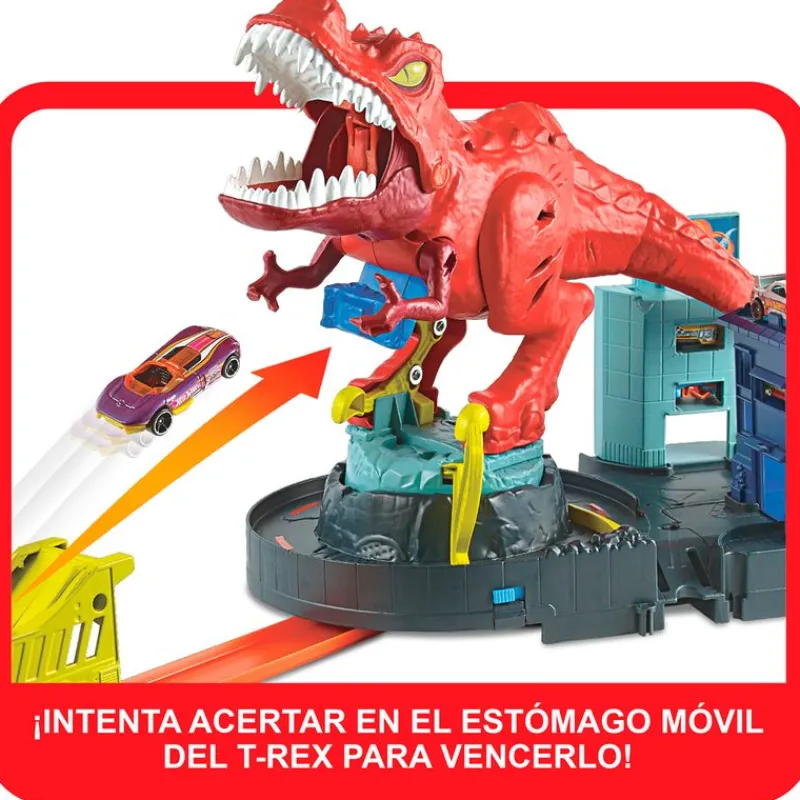 MATTEL Vehículos, Trenes Y Parkings-Hot Wheels City Alboroto del Dinosaurio T-Rex