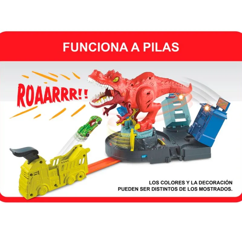 MATTEL Vehículos, Trenes Y Parkings-Hot Wheels City Alboroto del Dinosaurio T-Rex