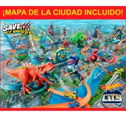 MATTEL Vehículos, Trenes Y Parkings-Hot Wheels City Alboroto del Dinosaurio T-Rex