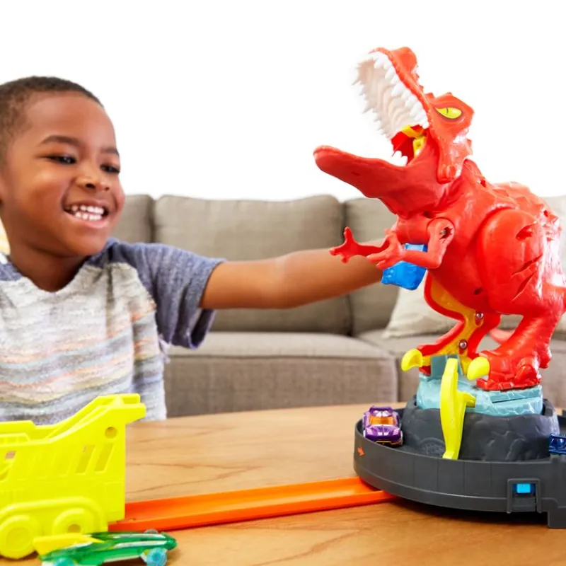 MATTEL Vehículos, Trenes Y Parkings-Hot Wheels City Alboroto del Dinosaurio T-Rex