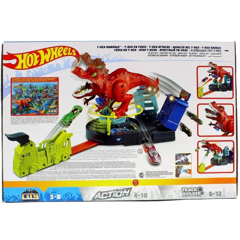 MATTEL Vehículos, Trenes Y Parkings-Hot Wheels City Alboroto del Dinosaurio T-Rex