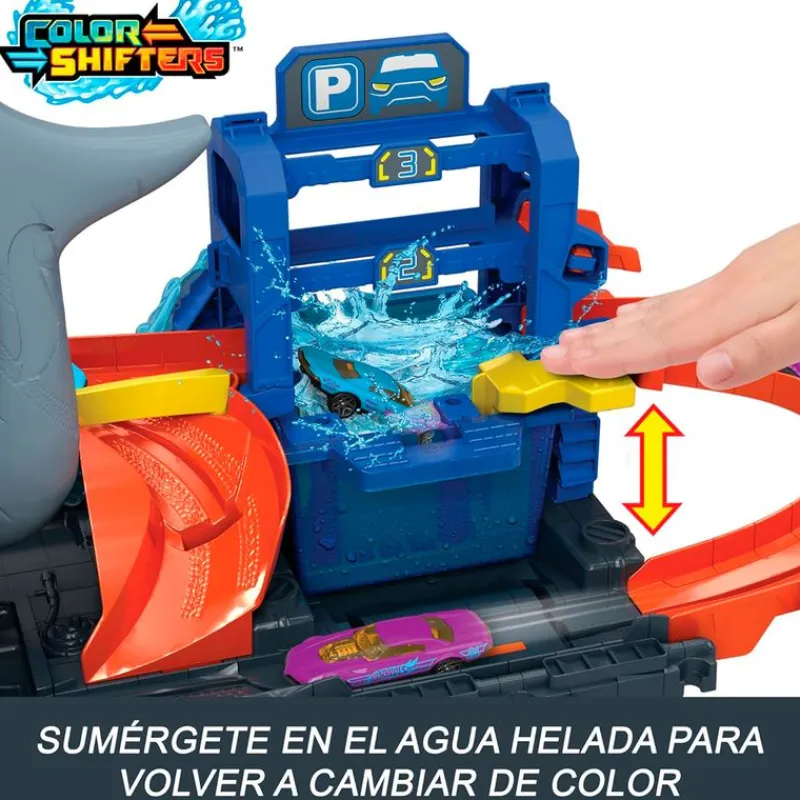 MATTEL Vehículos, Trenes Y Parkings-Hot Wheels City Ultra Shark Túnel Lavado Tiburón
