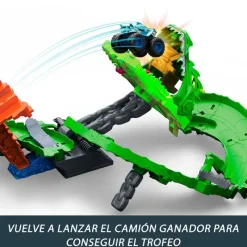 MATTEL Vehículos, Trenes Y Parkings-Hot Wheels Monster Trucks Destrucción Dragón de Sharks vs. Dinos.