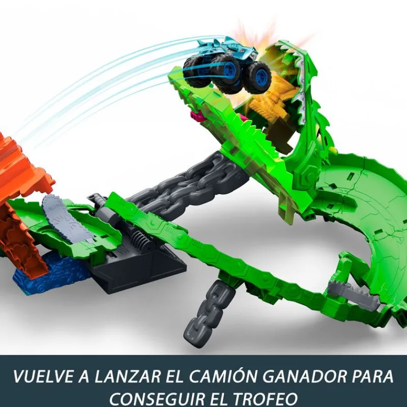 MATTEL Vehículos, Trenes Y Parkings-Hot Wheels Monster Trucks Destrucción Dragón de Sharks vs. Dinos.