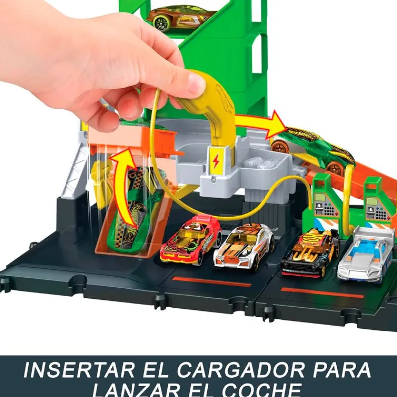 MATTEL Vehículos, Trenes Y Parkings-Hot Wheels Super Estación de Coches Eléctricos