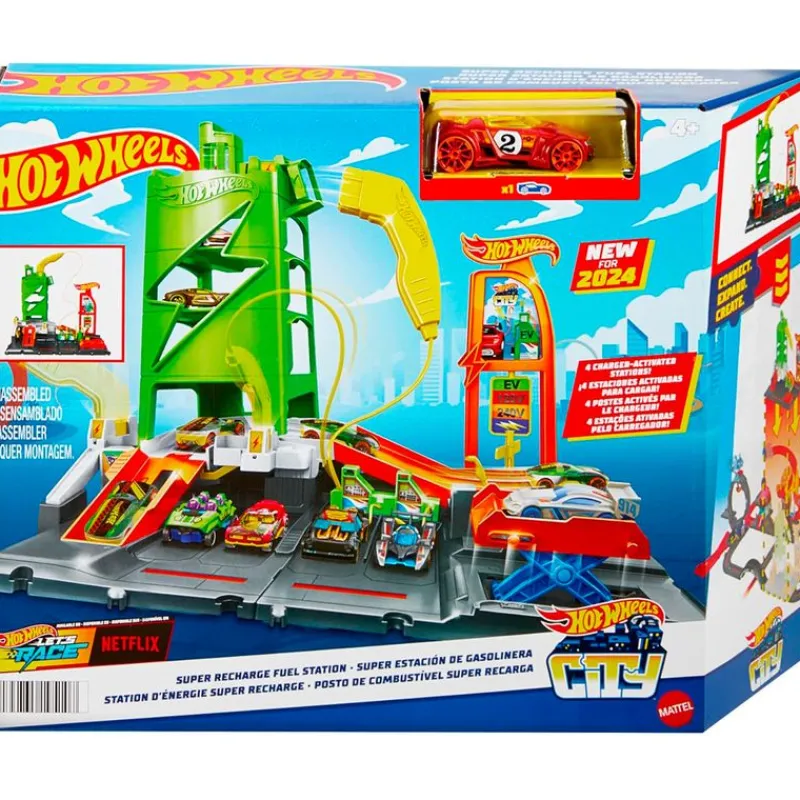 MATTEL Vehículos, Trenes Y Parkings-Hot Wheels Super Estación de Coches Eléctricos