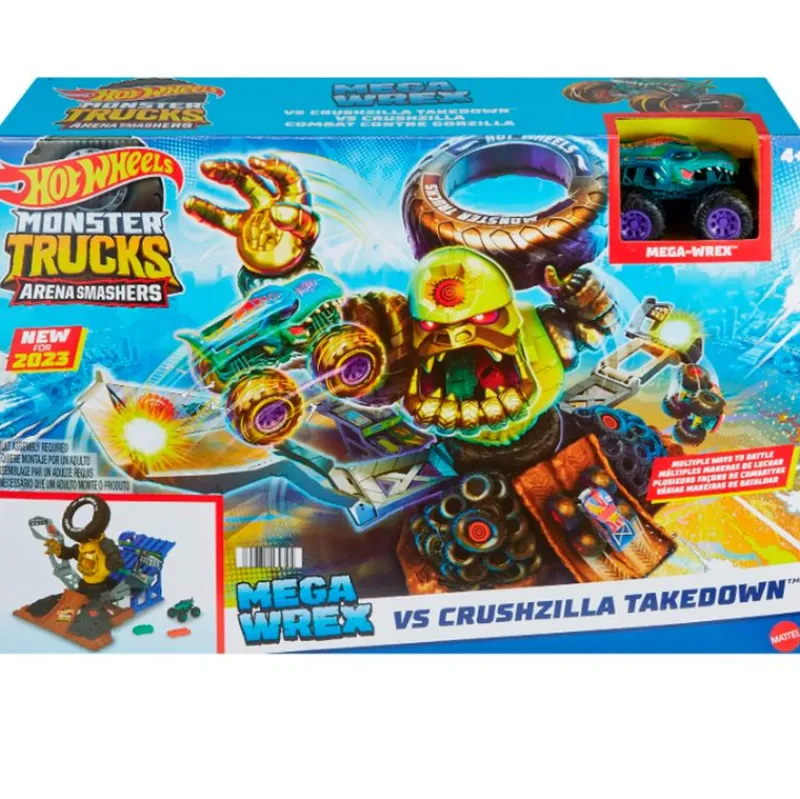 MATTEL Vehículos, Trenes Y Parkings-Hot Wheels Trucks Arena Mega Wrex vs Crushzilla