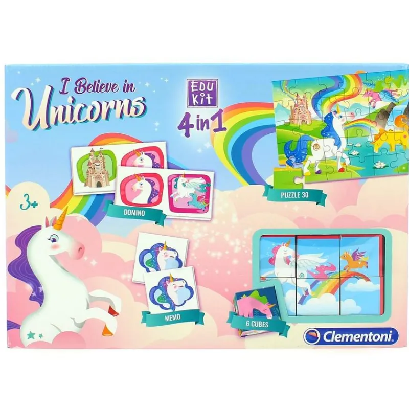 CLEMENTONI Juegos Y Juguetes Educativos-I Believe in Unicorns Edukit 4 en 1