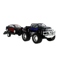 DRIM DISCOUNT Vehículos, Trenes Y Parkings-Jeep de Juguete con Remolque y Coche Rojo y Negro