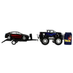 DRIM DISCOUNT Vehículos, Trenes Y Parkings-Jeep de Juguete con Remolque y Coche Rojo y Negro