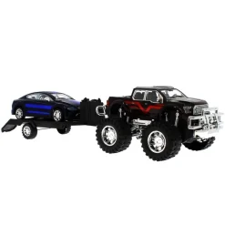 DRIM DISCOUNT Vehículos, Trenes Y Parkings-Jeep de Juguete con Remolque y Coche Negro y Azul
