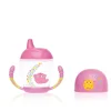 KIOKIDS Botellas Y Cantimploras-Taza silicona con asas y tapa 210ml Rosa