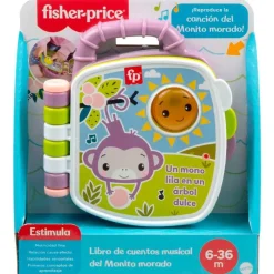 FISHER PRICE Primera Infancia Y Preescolar-Libro de Cuentos Musical del Monito Morado