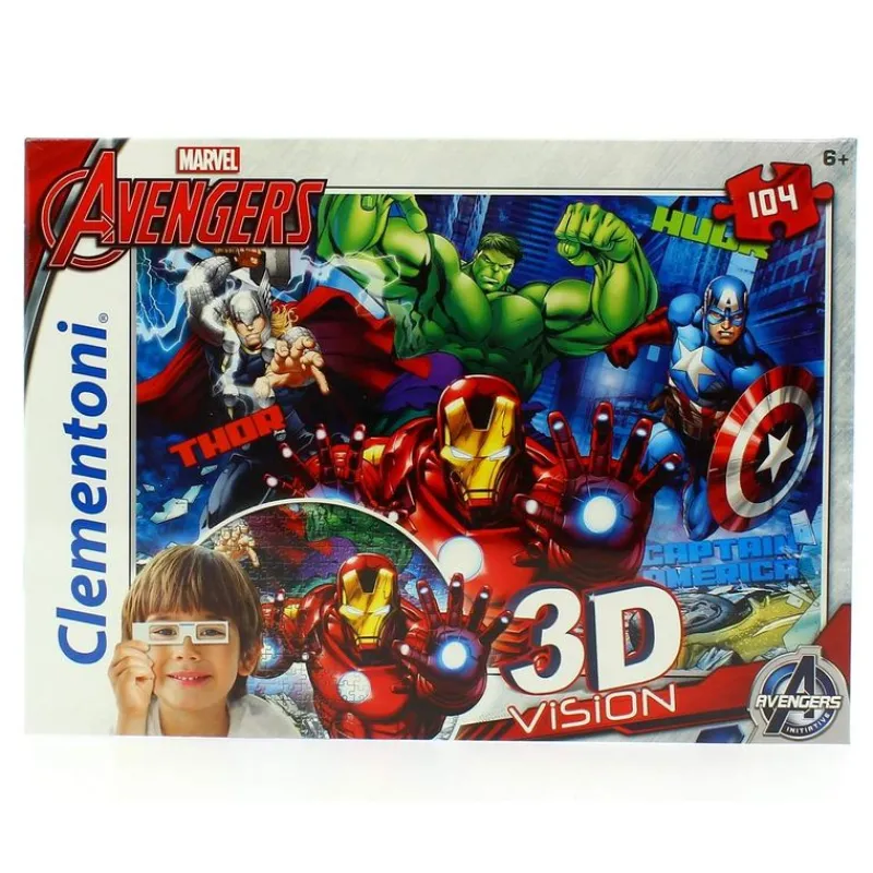 CLEMENTONI Puzzles De 100 A 500 Piezas|Marvel-Los Vengadores Puzzle 3D de 104 Piezas