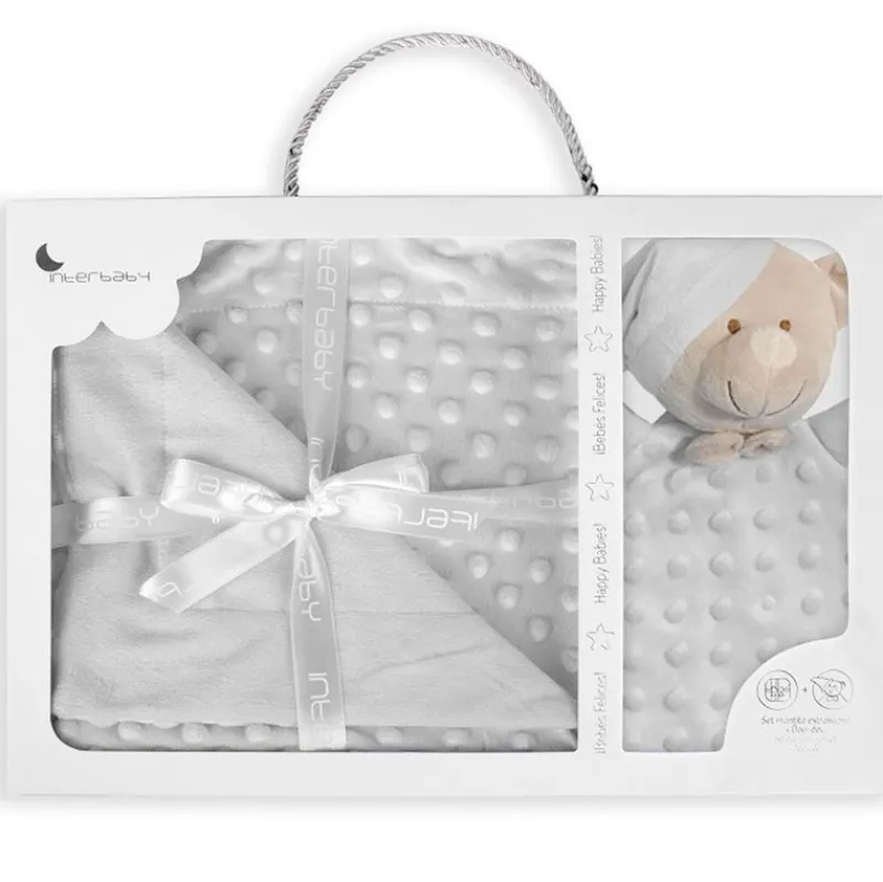 INTERBABY Complementos Para El Descanso|Regalos De Nacimiento-Manta Minky + Dou Dou Osito