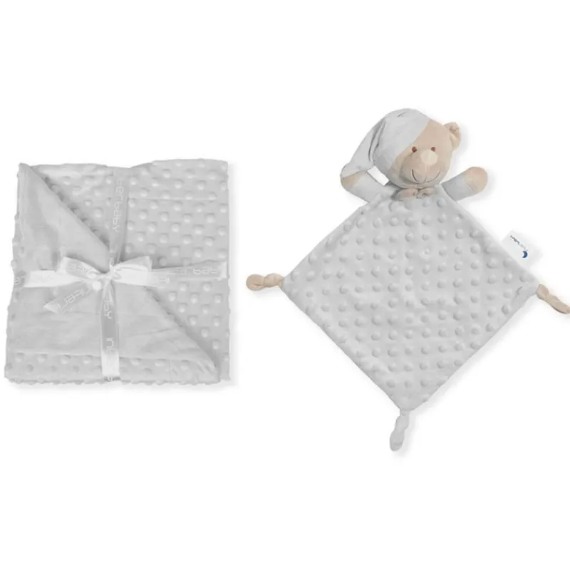 INTERBABY Complementos Para El Descanso|Regalos De Nacimiento-Manta Minky + Dou Dou Osito