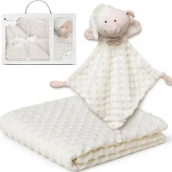 INTERBABY Complementos Para El Descanso|Regalos De Nacimiento-Manta Minky + Dou Dou Osito