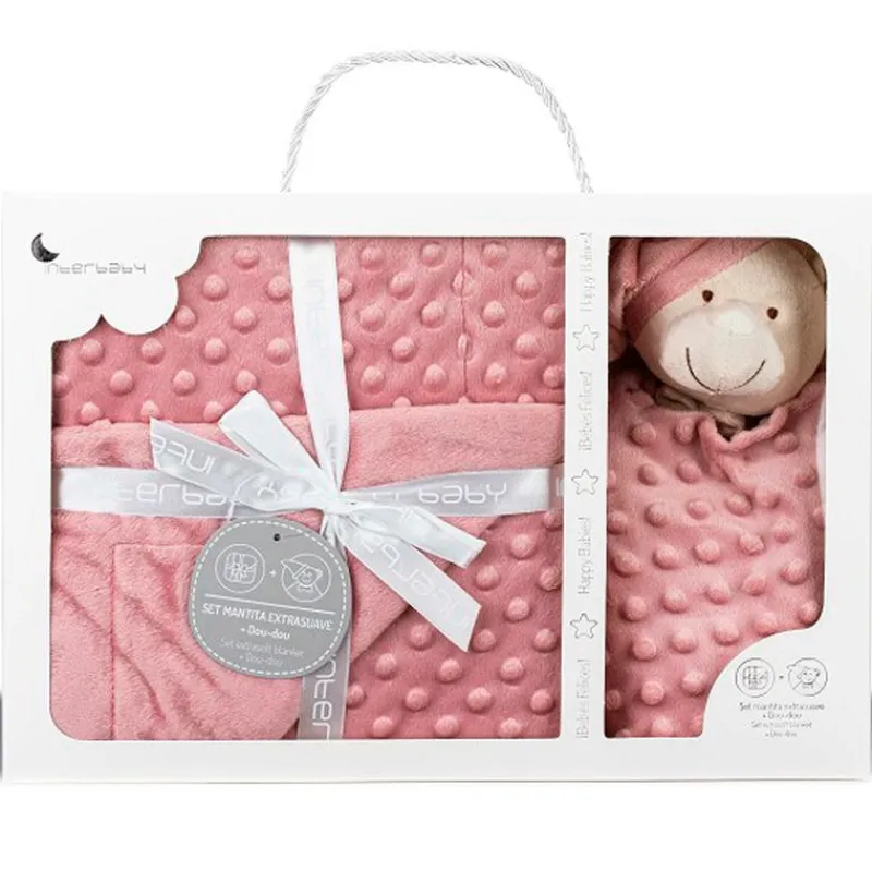 INTERBABY Complementos Para El Descanso|Regalos De Nacimiento-Manta Minky + Dou Dou Osito