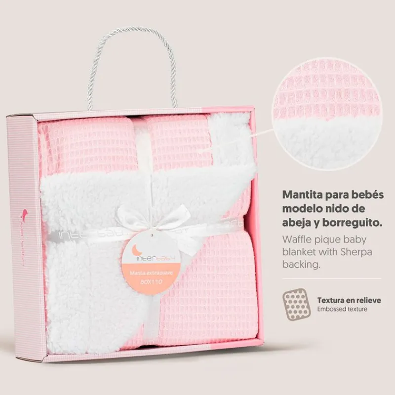 Manta para bebé Borreguito Rosa*INTERBABY