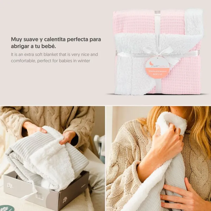 Manta para bebé Borreguito Rosa*INTERBABY