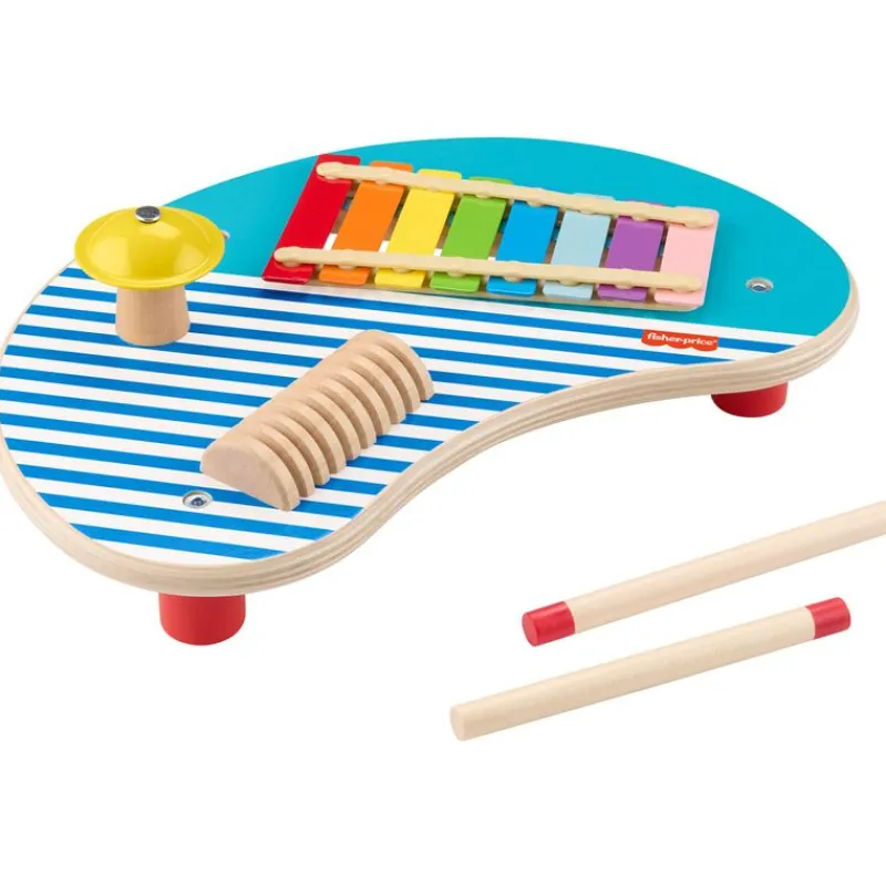 FISHER PRICE Juegos De Madera|Instrumentos Musicales-Mesa de Madera con 3 Instrumentos de Percusión