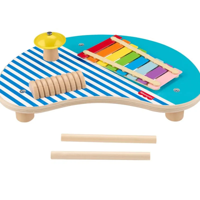 FISHER PRICE Juegos De Madera|Instrumentos Musicales-Mesa de Madera con 3 Instrumentos de Percusión