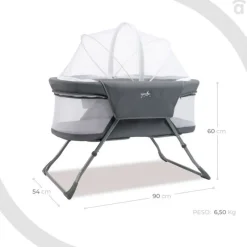 Minicuna plegable c/ mosquitera Gris*ASALVO New